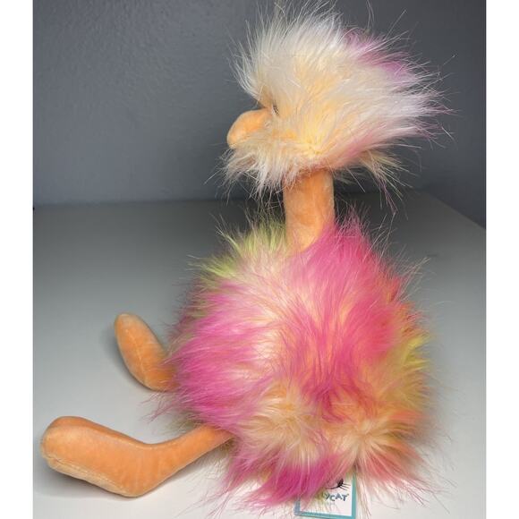 Jellycat Sorbet Pompom Plush 10” Yellow Pink Ostrich Bird Stuffed Animal NWT - Picture 2 of 11